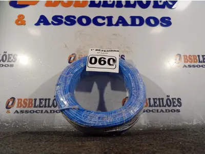 LOTE 060 - 01 ROLO DE CABO FLEXÍVEL 100M 1X4MM NA COR AZUL(NOVO). (NO ESTADO) ATENÇÃO! FAZER A VISITAÇÃO ANTES DE ARREMATAR, NÃO SABEMOS SE FUNCIONA. LEILÃO NÃO TEM GARANTIA E NEM DEVOLUÇÃO, SUJEITO A POSSÍVEIS AVARIAS VISÍVEIS/OCULTAS E/OU AUSÊNCIA DE COMPONENTES.