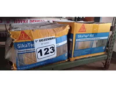 LOTE 123 - 02 CAIXAS DE REVESTIMENTO IMPERMEABILIZANTE SEMI-FLEXIVEL SIKA TOP 100 18KG. (NO ESTADO) ATENÇÃO! FAZER A VISITAÇÃO ANTES DE ARREMATAR, NÃO SABEMOS SE FUNCIONA. LEILÃO NÃO TEM GARANTIA E NEM DEVOLUÇÃO, SUJEITO A POSSÍVEIS AVARIAS VISÍVEIS/OCULTAS E/OU AUSÊNCIA DE COMPONENTES.