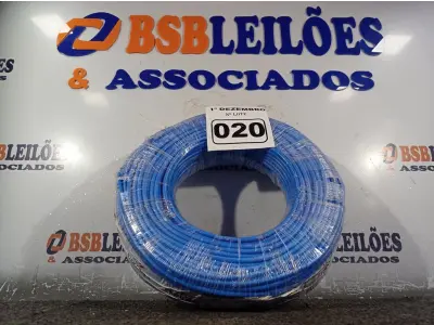 LOTE 020 - 01 ROLO DE CABO FLEXÍVEL 100M 1X10MM NA COR AZUL(NOVO). (NO ESTADO) ATENÇÃO! FAZER A VISITAÇÃO ANTES DE ARREMATAR, NÃO SABEMOS SE FUNCIONA. LEILÃO NÃO TEM GARANTIA E NEM DEVOLUÇÃO, SUJEITO A POSSÍVEIS AVARIAS VISÍVEIS/OCULTAS E/OU AUSÊNCIA DE COMPONENTES.