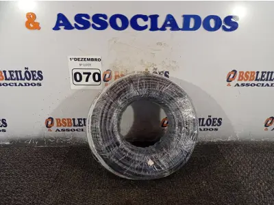 LOTE 070 - 01 ROLO DE CABO FLEXÍVEL 100M 1X10MM NA COR PRETA(NOVO). (NO ESTADO) ATENÇÃO! FAZER A VISITAÇÃO ANTES DE ARREMATAR, NÃO SABEMOS SE FUNCIONA. LEILÃO NÃO TEM GARANTIA E NEM DEVOLUÇÃO, SUJEITO A POSSÍVEIS AVARIAS VISÍVEIS/OCULTAS E/OU AUSÊNCIA DE COMPONENTES.