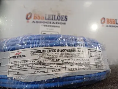 LOTE 040 - 01 ROLO DE CABO FLEXÍVEL 100M 1X10MM NA COR AZUL(NOVO). (NO ESTADO) ATENÇÃO! FAZER A VISITAÇÃO ANTES DE ARREMATAR, NÃO SABEMOS SE FUNCIONA. LEILÃO NÃO TEM GARANTIA E NEM DEVOLUÇÃO, SUJEITO A POSSÍVEIS AVARIAS VISÍVEIS/OCULTAS E/OU AUSÊNCIA DE COMPONENTES.
