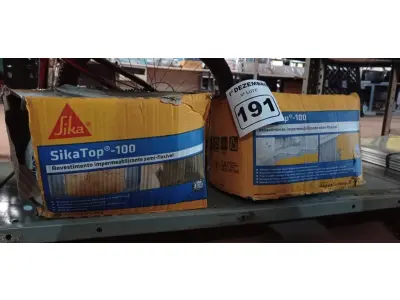LOTE 191 - 02 CAIXAS DE REVESTIMENTO IMPERMEABILIZANTE SEMI-FLEXIVEL SIKA TOP 100 18KG. (NO ESTADO) ATENÇÃO! FAZER A VISITAÇÃO ANTES DE ARREMATAR, NÃO SABEMOS SE FUNCIONA. LEILÃO NÃO TEM GARANTIA E NEM DEVOLUÇÃO, SUJEITO A POSSÍVEIS AVARIAS VISÍVEIS/OCULTAS E/OU AUSÊNCIA DE COMPONENTES.