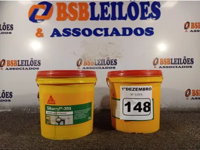LOTE 148 - 02 BALDES DE SELANTE ACRÍLICO FLEXÍVEL SIKACRYL 203 5KG. (NO ESTADO) ATENÇÃO! FAZER A VISITAÇÃO ANTES DE ARREMATAR, NÃO SABEMOS SE FUNCIONA. LEILÃO NÃO TEM GARANTIA E NEM DEVOLUÇÃO, SUJEITO A POSSÍVEIS AVARIAS VISÍVEIS/OCULTAS E/OU AUSÊNCIA DE COMPONENTES.