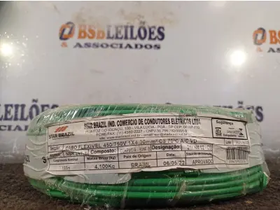 LOTE 210 - 01 ROLO DE CABO FLEXÍVEL 100M 1X4MM NA COR VERDE(NOVO). (NO ESTADO) ATENÇÃO! FAZER A VISITAÇÃO ANTES DE ARREMATAR, NÃO SABEMOS SE FUNCIONA. LEILÃO NÃO TEM GARANTIA E NEM DEVOLUÇÃO, SUJEITO A POSSÍVEIS AVARIAS VISÍVEIS/OCULTAS E/OU AUSÊNCIA DE COMPONENTES.