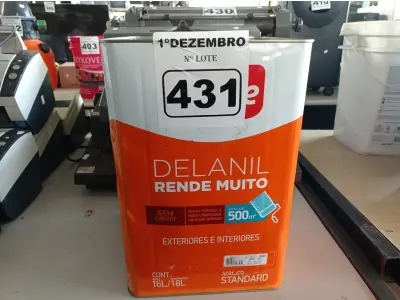LOTE 431 - 01 LATA DE TINTA IQUINE DELANIL RENDE MUITO 18L FOSCO BASE “M”. (NO ESTADO) ATENÇÃO! FAZER A VISITAÇÃO ANTES DE ARREMATAR, NÃO SABEMOS SE FUNCIONA. LEILÃO NÃO TEM GARANTIA E NEM DEVOLUÇÃO, SUJEITO A POSSÍVEIS AVARIAS VISÍVEIS/OCULTAS E/OU AUSÊNCIA DE COMPONENTES.