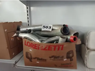 LOTE 503 - 01 LOTE COM VÁRIAS CURVAS GALVANIZADAS MARCAS E MODELOS DIVERSOS. (NO ESTADO) ATENÇÃO! FAZER A VISITAÇÃO ANTES DE ARREMATAR, NÃO SABEMOS SE FUNCIONA. LEILÃO NÃO TEM GARANTIA E NEM DEVOLUÇÃO, SUJEITO A POSSÍVEIS AVARIAS VISÍVEIS/OCULTAS E/OU AUSÊNCIA DE COMPONENTES.
