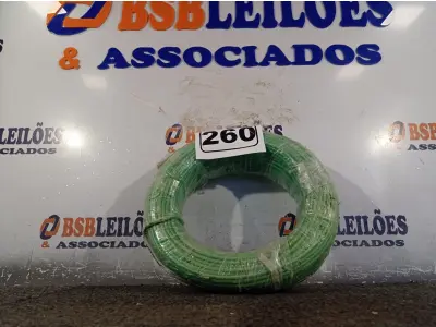 LOTE 260 - 01 ROLO DE CABO FLEXÍVEL 100M 1X4MM NA COR VERDE(NOVO). (NO ESTADO) ATENÇÃO! FAZER A VISITAÇÃO ANTES DE ARREMATAR, NÃO SABEMOS SE FUNCIONA. LEILÃO NÃO TEM GARANTIA E NEM DEVOLUÇÃO, SUJEITO A POSSÍVEIS AVARIAS VISÍVEIS/OCULTAS E/OU AUSÊNCIA DE COMPONENTES.