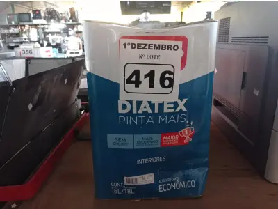 LOTE 416 - 01 LATA DE TINTA IQUINE DIATEX PINTA MAIS 18L FOSCO BASE “P”. (NO ESTADO) ATENÇÃO! FAZER A VISITAÇÃO ANTES DE ARREMATAR, NÃO SABEMOS SE FUNCIONA. LEILÃO NÃO TEM GARANTIA E NEM DEVOLUÇÃO, SUJEITO A POSSÍVEIS AVARIAS VISÍVEIS/OCULTAS E/OU AUSÊNCIA DE COMPONENTES.