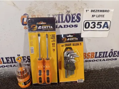 LOTE 035 - 01 KIT DE CHAVE ALLEN, 01 KIT DE CHAVE FENDA/PHILIPS 02 PEÇAS E 01 KIT DE CHAVES DE PRECISÃO. (NO ESTADO) ATENÇÃO! FAZER A VISITAÇÃO ANTES DE ARREMATAR, NÃO SABEMOS SE FUNCIONA. LEILÃO NÃO TEM GARANTIA E NEM DEVOLUÇÃO, SUJEITO A POSSÍVEIS AVARIAS VISÍVEIS/OCULTAS E/OU AUSÊNCIA DE COMPONENTES.