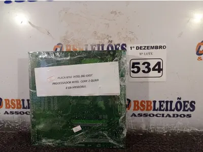 LOTE 534 - 01 PLACA MÃE INTEL DG 43GT, 4GB DE MEMÓRIA E PROCESSADOR CORE2 QUAD. (NO ESTADO) ATENÇÃO! FAZER A VISITAÇÃO ANTES DE ARREMATAR, NÃO SABEMOS SE FUNCIONA. LEILÃO NÃO TEM GARANTIA E NEM DEVOLUÇÃO, SUJEITO A POSSÍVEIS AVARIAS VISÍVEIS/OCULTAS E/OU AUSÊNCIA DE COMPONENTES.
