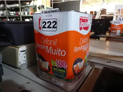 LOTE 222 - 01 LATA DE TINTA IQUINE DELANIL RENDE MUITO 18L FOSCO BASE “C”. (NO ESTADO) ATENÇÃO! FAZER A VISITAÇÃO ANTES DE ARREMATAR, NÃO SABEMOS SE FUNCIONA. LEILÃO NÃO TEM GARANTIA E NEM DEVOLUÇÃO, SUJEITO A POSSÍVEIS AVARIAS VISÍVEIS/OCULTAS E/OU AUSÊNCIA DE COMPONENTES.