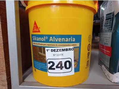 LOTE 240 - 01 BALDE DE SIKANOL ALVENARIA, ADITIVO PLASTIFICANTE PARA ARGAMASSA DE ASSENTAMENTO E REBOCO. (NO ESTADO) ATENÇÃO! FAZER A VISITAÇÃO ANTES DE ARREMATAR, NÃO SABEMOS SE FUNCIONA. LEILÃO NÃO TEM GARANTIA E NEM DEVOLUÇÃO, SUJEITO A POSSÍVEIS AVARIAS VISÍVEIS/OCULTAS E/OU AUSÊNCIA DE COMPONENTES.