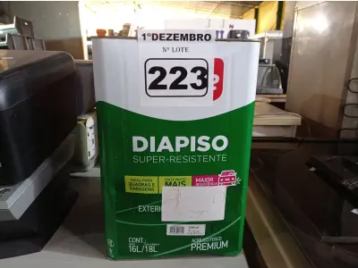 LOTE 223 - 01 LATA DE TINTA IQUINE DIAPISO 18L COR VERMELHO. (NO ESTADO) ATENÇÃO! FAZER A VISITAÇÃO ANTES DE ARREMATAR, NÃO SABEMOS SE FUNCIONA. LEILÃO NÃO TEM GARANTIA E NEM DEVOLUÇÃO, SUJEITO A POSSÍVEIS AVARIAS VISÍVEIS/OCULTAS E/OU AUSÊNCIA DE COMPONENTES.