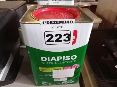 LOTE 223 - 01 LATA DE TINTA IQUINE DIAPISO 18L COR VERMELHO. (NO ESTADO) ATENÇÃO! FAZER A VISITAÇÃO ANTES DE ARREMATAR, NÃO SABEMOS SE FUNCIONA. LEILÃO NÃO TEM GARANTIA E NEM DEVOLUÇÃO, SUJEITO A POSSÍVEIS AVARIAS VISÍVEIS/OCULTAS E/OU AUSÊNCIA DE COMPONENTES.