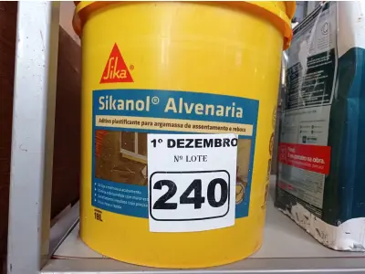LOTE 240 - 01 BALDE DE SIKANOL ALVENARIA, ADITIVO PLASTIFICANTE PARA ARGAMASSA DE ASSENTAMENTO E REBOCO. (NO ESTADO) ATENÇÃO! FAZER A VISITAÇÃO ANTES DE ARREMATAR, NÃO SABEMOS SE FUNCIONA. LEILÃO NÃO TEM GARANTIA E NEM DEVOLUÇÃO, SUJEITO A POSSÍVEIS AVARIAS VISÍVEIS/OCULTAS E/OU AUSÊNCIA DE COMPONENTES.