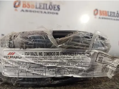 LOTE 300 - 01 ROLO DE CABO FLEXÍVEL 100M 1X4MM NA COR PRETA(NOVO). (NO ESTADO) ATENÇÃO! FAZER A VISITAÇÃO ANTES DE ARREMATAR, NÃO SABEMOS SE FUNCIONA. LEILÃO NÃO TEM GARANTIA E NEM DEVOLUÇÃO, SUJEITO A POSSÍVEIS AVARIAS VISÍVEIS/OCULTAS E/OU AUSÊNCIA DE COMPONENTES.