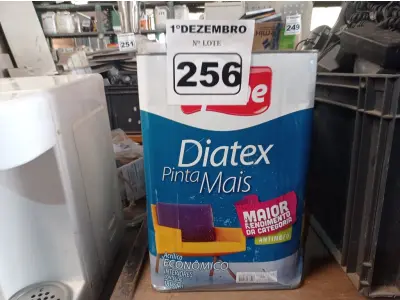 LOTE 256 - 01 LATA DE TINTA IQUINE DIATEX PINTA MAIS 18L FOSCO BASE “P”. (NO ESTADO) ATENÇÃO! FAZER A VISITAÇÃO ANTES DE ARREMATAR, NÃO SABEMOS SE FUNCIONA. LEILÃO NÃO TEM GARANTIA E NEM DEVOLUÇÃO, SUJEITO A POSSÍVEIS AVARIAS VISÍVEIS/OCULTAS E/OU AUSÊNCIA DE COMPONENTES.