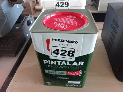 LOTE 428 - 01 LATA DE TINTA IQUINE PINTALAR FOSCO AVELUDADO 18L COR VERDE PISCINA. (NO ESTADO) ATENÇÃO! FAZER A VISITAÇÃO ANTES DE ARREMATAR, NÃO SABEMOS SE FUNCIONA. LEILÃO NÃO TEM GARANTIA E NEM DEVOLUÇÃO, SUJEITO A POSSÍVEIS AVARIAS VISÍVEIS/OCULTAS E/OU AUSÊNCIA DE COMPONENTES.