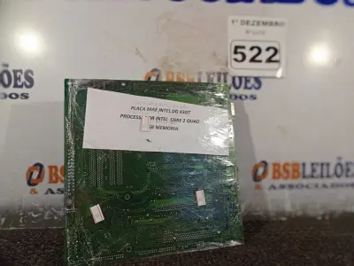 LOTE 522 - 01 PLACA MÃE INTEL DG 43GT, 4GB DE MEMÓRIA E PROCESSADOR CORE2 QUAD. (NO ESTADO) ATENÇÃO! FAZER A VISITAÇÃO ANTES DE ARREMATAR, NÃO SABEMOS SE FUNCIONA. LEILÃO NÃO TEM GARANTIA E NEM DEVOLUÇÃO, SUJEITO A POSSÍVEIS AVARIAS VISÍVEIS/OCULTAS E/OU AUSÊNCIA DE COMPONENTES.