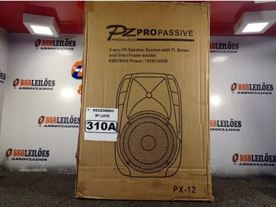 LOTE 310 - 01 CAIXA DE SOM PASSIVA PRO ÁUDIO PX-12.(NOVA) (NO ESTADO) ATENÇÃO! FAZER A VISITAÇÃO ANTES DE ARREMATAR, NÃO SABEMOS SE FUNCIONA. LEILÃO NÃO TEM GARANTIA E NEM DEVOLUÇÃO, SUJEITO A POSSÍVEIS AVARIAS VISÍVEIS/OCULTAS E/OU AUSÊNCIA DE COMPONENTES.