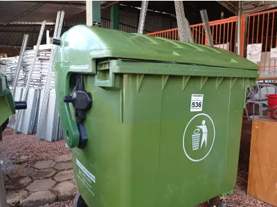LOTE 536 - 01 CONTAINER HDPE EN-840 1200l. (NO ESTADO) ATENÇÃO! FAZER A VISITAÇÃO ANTES DE ARREMATAR, NÃO SABEMOS SE FUNCIONA. LEILÃO NÃO TEM GARANTIA E NEM DEVOLUÇÃO, SUJEITO A POSSÍVEIS AVARIAS VISÍVEIS/OCULTAS E/OU AUSÊNCIA DE COMPONENTES.