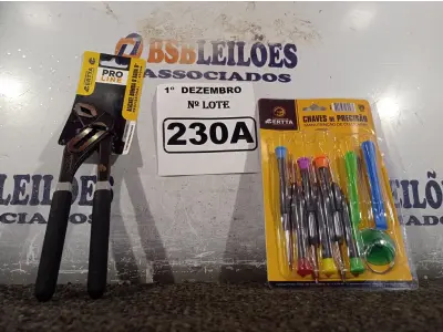 LOTE 230 - 01 ALICATE BOMBA D’AGUA 8” E 01 KIT DE CHAVES DE PRECISÃO. (NO ESTADO) ATENÇÃO! FAZER A VISITAÇÃO ANTES DE ARREMATAR, NÃO SABEMOS SE FUNCIONA. LEILÃO NÃO TEM GARANTIA E NEM DEVOLUÇÃO, SUJEITO A POSSÍVEIS AVARIAS VISÍVEIS/OCULTAS E/OU AUSÊNCIA DE COMPONENTES.
