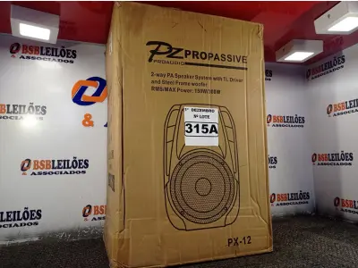 LOTE 315 - 01 CAIXA DE SOM PASSIVA PRO ÁUDIO PX-12.(NOVA) (NO ESTADO) ATENÇÃO! FAZER A VISITAÇÃO ANTES DE ARREMATAR, NÃO SABEMOS SE FUNCIONA. LEILÃO NÃO TEM GARANTIA E NEM DEVOLUÇÃO, SUJEITO A POSSÍVEIS AVARIAS VISÍVEIS/OCULTAS E/OU AUSÊNCIA DE COMPONENTES.