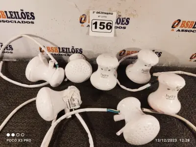 LOTE 156 - 07 CHUVEIROS ELÉTRICOS MARCAS E MODELOS DIVERSOS. (NO ESTADO) ATENÇÃO! FAZER A VISITAÇÃO ANTES DE ARREMATAR, NÃO SABEMOS SE FUNCIONA. LEILÃO NÃO TEM GARANTIA E NEM DEVOLUÇÃO, SUJEITO A POSSÍVEIS AVARIAS VISÍVEIS/OCULTAS E/OU AUSÊNCIA DE COMPONENTES.