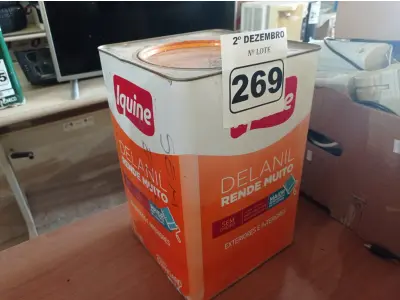 LOTE 269 - 01 LATA DE TINTA IQUINE INTERIORES/EXTERIORES DELANIL RENDE MUITO FOSCO BASE. (NO ESTADO) ATENÇÃO! FAZER A VISITAÇÃO ANTES DE ARREMATAR, NÃO SABEMOS SE FUNCIONA. LEILÃO NÃO TEM GARANTIA E NEM DEVOLUÇÃO, SUJEITO A POSSÍVEIS AVARIAS VISÍVEIS/OCULTAS E/OU AUSÊNCIA DE COMPONENTES.