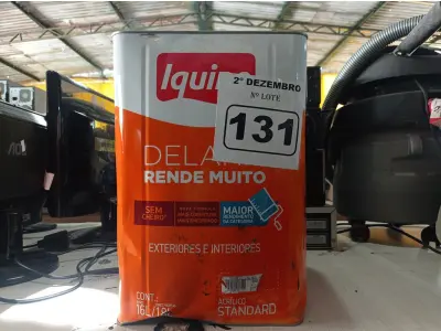 LOTE 131 - 01 LATA DE TINTA IQUINE INTERIORES/EXTERIORES DELANIL RENDE MUITO FOSCO BASE “P”. (NO ESTADO) ATENÇÃO! FAZER A VISITAÇÃO ANTES DE ARREMATAR, NÃO SABEMOS SE FUNCIONA. LEILÃO NÃO TEM GARANTIA E NEM DEVOLUÇÃO, SUJEITO A POSSÍVEIS AVARIAS VISÍVEIS/OCULTAS E/OU AUSÊNCIA DE COMPONENTES.