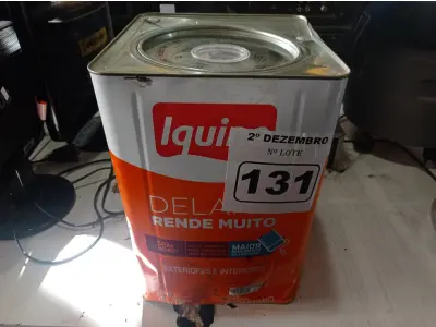 LOTE 131 - 01 LATA DE TINTA IQUINE INTERIORES/EXTERIORES DELANIL RENDE MUITO FOSCO BASE “P”. (NO ESTADO) ATENÇÃO! FAZER A VISITAÇÃO ANTES DE ARREMATAR, NÃO SABEMOS SE FUNCIONA. LEILÃO NÃO TEM GARANTIA E NEM DEVOLUÇÃO, SUJEITO A POSSÍVEIS AVARIAS VISÍVEIS/OCULTAS E/OU AUSÊNCIA DE COMPONENTES.