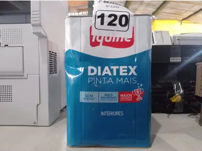 LOTE 120 - 01 LATA DE TINTA IQUINE DIATEX PINTA MAIS 18L FOSCO-AVELUDADO MARACUJÁ. (NO ESTADO) ATENÇÃO! FAZER A VISITAÇÃO ANTES DE ARREMATAR, NÃO SABEMOS SE FUNCIONA. LEILÃO NÃO TEM GARANTIA E NEM DEVOLUÇÃO, SUJEITO A POSSÍVEIS AVARIAS VISÍVEIS/OCULTAS E/OU AUSÊNCIA DE COMPONENTES.