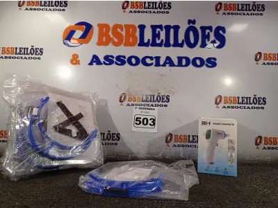 LOTE 503 - 04 TERMÔMETROS INFRAVERMELHO E 10 MASCARAS. (NO ESTADO) ATENÇÃO! FAZER A VISITAÇÃO ANTES DE ARREMATAR, NÃO SABEMOS SE FUNCIONA. LEILÃO NÃO TEM GARANTIA E NEM DEVOLUÇÃO, SUJEITO A POSSÍVEIS AVARIAS VISÍVEIS/OCULTAS E/OU AUSÊNCIA DE COMPONENTES.