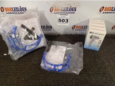 LOTE 503 - 04 TERMÔMETROS INFRAVERMELHO E 10 MASCARAS. (NO ESTADO) ATENÇÃO! FAZER A VISITAÇÃO ANTES DE ARREMATAR, NÃO SABEMOS SE FUNCIONA. LEILÃO NÃO TEM GARANTIA E NEM DEVOLUÇÃO, SUJEITO A POSSÍVEIS AVARIAS VISÍVEIS/OCULTAS E/OU AUSÊNCIA DE COMPONENTES.