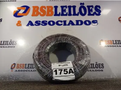 LOTE 175 - 01 ROLO DE CABO FLEXÍVEL 100M 1X10MM NA COR PRETA (NOVO). (NO ESTADO) ATENÇÃO! FAZER A VISITAÇÃO ANTES DE ARREMATAR, NÃO SABEMOS SE FUNCIONA. LEILÃO NÃO TEM GARANTIA E NEM DEVOLUÇÃO, SUJEITO A POSSÍVEIS AVARIAS VISÍVEIS/OCULTAS E/OU AUSÊNCIA DE COMPONENTES.