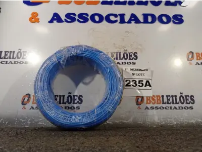 LOTE 235 - 01 ROLO DE CABO FLEXÍVEL 100M 1X4MM NA COR AZUL (NOVO). (NO ESTADO) ATENÇÃO! FAZER A VISITAÇÃO ANTES DE ARREMATAR, NÃO SABEMOS SE FUNCIONA. LEILÃO NÃO TEM GARANTIA E NEM DEVOLUÇÃO, SUJEITO A POSSÍVEIS AVARIAS VISÍVEIS/OCULTAS E/OU AUSÊNCIA DE COMPONENTES.