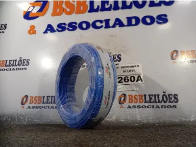 LOTE 260 - 01 ROLO DE CABO FLEXÍVEL 100M 1X4MM NA COR AZUL (NOVO). (NO ESTADO) ATENÇÃO! FAZER A VISITAÇÃO ANTES DE ARREMATAR, NÃO SABEMOS SE FUNCIONA. LEILÃO NÃO TEM GARANTIA E NEM DEVOLUÇÃO, SUJEITO A POSSÍVEIS AVARIAS VISÍVEIS/OCULTAS E/OU AUSÊNCIA DE COMPONENTES.
