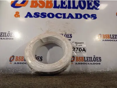 LOTE 270 - 01 ROLO DE CABO FLEXÍVEL 100M 1X4MM NA COR BRANCA (NOVO). (NO ESTADO) ATENÇÃO! FAZER A VISITAÇÃO ANTES DE ARREMATAR, NÃO SABEMOS SE FUNCIONA. LEILÃO NÃO TEM GARANTIA E NEM DEVOLUÇÃO, SUJEITO A POSSÍVEIS AVARIAS VISÍVEIS/OCULTAS E/OU AUSÊNCIA DE COMPONENTES.