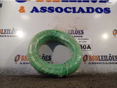 LOTE 230 - 01 ROLO DE CABO FLEXÍVEL 100M 1X4MM NA COR VERDE (NOVO). (NO ESTADO) ATENÇÃO! FAZER A VISITAÇÃO ANTES DE ARREMATAR, NÃO SABEMOS SE FUNCIONA. LEILÃO NÃO TEM GARANTIA E NEM DEVOLUÇÃO, SUJEITO A POSSÍVEIS AVARIAS VISÍVEIS/OCULTAS E/OU AUSÊNCIA DE COMPONENTES.