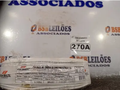 LOTE 270 - 01 ROLO DE CABO FLEXÍVEL 100M 1X4MM NA COR BRANCA (NOVO). (NO ESTADO) ATENÇÃO! FAZER A VISITAÇÃO ANTES DE ARREMATAR, NÃO SABEMOS SE FUNCIONA. LEILÃO NÃO TEM GARANTIA E NEM DEVOLUÇÃO, SUJEITO A POSSÍVEIS AVARIAS VISÍVEIS/OCULTAS E/OU AUSÊNCIA DE COMPONENTES.