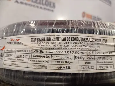 LOTE 180 - 01 ROLO DE CABO FLEXÍVEL 100M 1X10MM NA COR PRETA (NOVO). (NO ESTADO) ATENÇÃO! FAZER A VISITAÇÃO ANTES DE ARREMATAR, NÃO SABEMOS SE FUNCIONA. LEILÃO NÃO TEM GARANTIA E NEM DEVOLUÇÃO, SUJEITO A POSSÍVEIS AVARIAS VISÍVEIS/OCULTAS E/OU AUSÊNCIA DE COMPONENTES.