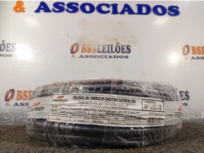 LOTE 200 - 01 ROLO DE CABO FLEXÍVEL 100M 1X10MM NA COR PRETA (NOVO). (NO ESTADO) ATENÇÃO! FAZER A VISITAÇÃO ANTES DE ARREMATAR, NÃO SABEMOS SE FUNCIONA. LEILÃO NÃO TEM GARANTIA E NEM DEVOLUÇÃO, SUJEITO A POSSÍVEIS AVARIAS VISÍVEIS/OCULTAS E/OU AUSÊNCIA DE COMPONENTES.