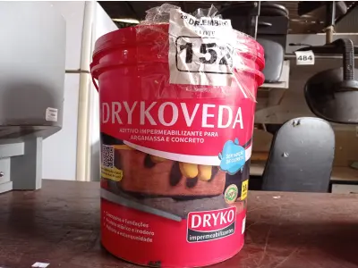 LOTE 152 - 01 BALDE DRYKOVEDA, ADIVITIVO IMPERMEABILIZANTE PARA ARGAMASSA E CONCRETO 18L (NO ESTADO) ATENÇÃO! FAZER A VISITAÇÃO ANTES DE ARREMATAR, NÃO SABEMOS SE FUNCIONA. LEILÃO NÃO TEM GARANTIA E NEM DEVOLUÇÃO, SUJEITO A POSSÍVEIS AVARIAS VISÍVEIS/OCULTAS E/OU AUSÊNCIA DE COMPONENTES.