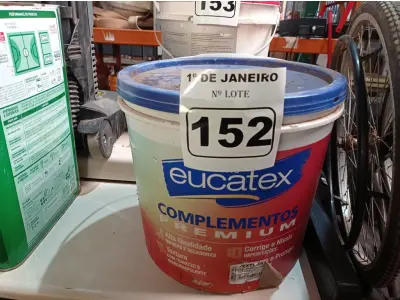 LOTE 152 - 01 BALDE DE TEXTURA EUCATEX 23KG. (NO ESTADO) ATENÇÃO! FAZER A VISITAÇÃO ANTES DE ARREMATAR, NÃO SABEMOS SE FUNCIONA. LEILÃO NÃO TEM GARANTIA E NEM DEVOLUÇÃO, SUJEITO A POSSÍVEIS AVARIAS VISÍVEIS/OCULTAS E/OU AUSÊNCIA DE COMPONENTES.
