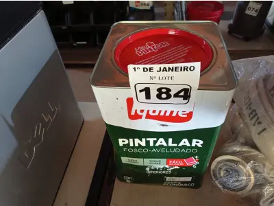 LOTE 184 - 01 LATA DE TINTA IQUINE PINTALAR FOSCO-AVELUDADO 18L NA COR VERDE PISCINA. (NO ESTADO) ATENÇÃO! FAZER A VISITAÇÃO ANTES DE ARREMATAR, NÃO SABEMOS SE FUNCIONA. LEILÃO NÃO TEM GARANTIA E NEM DEVOLUÇÃO, SUJEITO A POSSÍVEIS AVARIAS VISÍVEIS/OCULTAS E/OU AUSÊNCIA DE COMPONENTES.