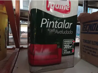 LOTE 118 - 01 LATA DE TINTA IQUINE PINTALAR FOSCO-AVELUDADO 18L NA COR PALHA. (NO ESTADO) ATENÇÃO! FAZER A VISITAÇÃO ANTES DE ARREMATAR, NÃO SABEMOS SE FUNCIONA. LEILÃO NÃO TEM GARANTIA E NEM DEVOLUÇÃO, SUJEITO A POSSÍVEIS AVARIAS VISÍVEIS/OCULTAS E/OU AUSÊNCIA DE COMPONENTES.