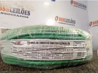 LOTE 245 - 01 ROLO DE CABO FLEXÍVEL 100M 1X10MM NA COR VERDE(NOVO). (NO ESTADO) ATENÇÃO! FAZER A VISITAÇÃO ANTES DE ARREMATAR, NÃO SABEMOS SE FUNCIONA. LEILÃO NÃO TEM GARANTIA E NEM DEVOLUÇÃO, SUJEITO A POSSÍVEIS AVARIAS VISÍVEIS/OCULTAS E/OU AUSÊNCIA DE COMPONENTES.