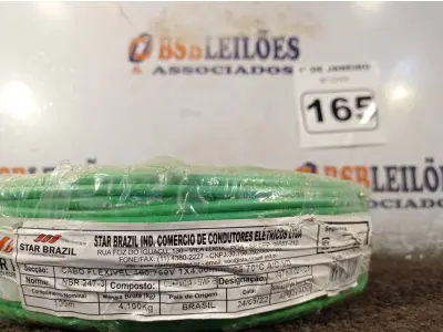 LOTE 165 - 01 ROLO DE CABO FLEXÍVEL 100M 1X4MM NA COR VERDE(NOVO). (NO ESTADO) ATENÇÃO! FAZER A VISITAÇÃO ANTES DE ARREMATAR, NÃO SABEMOS SE FUNCIONA. LEILÃO NÃO TEM GARANTIA E NEM DEVOLUÇÃO, SUJEITO A POSSÍVEIS AVARIAS VISÍVEIS/OCULTAS E/OU AUSÊNCIA DE COMPONENTES.
