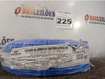 LOTE 225 - 01 ROLO DE CABO FLEXÍVEL 100M 1X4MM NA COR AZUL(NOVO). (NO ESTADO) ATENÇÃO! FAZER A VISITAÇÃO ANTES DE ARREMATAR, NÃO SABEMOS SE FUNCIONA. LEILÃO NÃO TEM GARANTIA E NEM DEVOLUÇÃO, SUJEITO A POSSÍVEIS AVARIAS VISÍVEIS/OCULTAS E/OU AUSÊNCIA DE COMPONENTES.