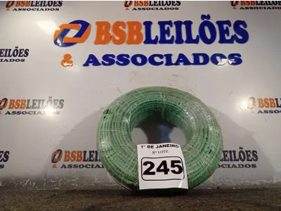 LOTE 245 - 01 ROLO DE CABO FLEXÍVEL 100M 1X10MM NA COR VERDE(NOVO). (NO ESTADO) ATENÇÃO! FAZER A VISITAÇÃO ANTES DE ARREMATAR, NÃO SABEMOS SE FUNCIONA. LEILÃO NÃO TEM GARANTIA E NEM DEVOLUÇÃO, SUJEITO A POSSÍVEIS AVARIAS VISÍVEIS/OCULTAS E/OU AUSÊNCIA DE COMPONENTES.